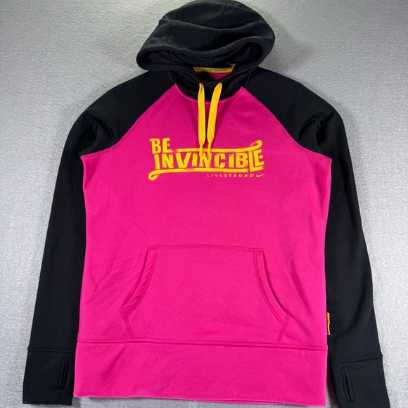 Nike Livestrong Thema-Fit Hoodie Sweatshirt Womens Medium Nike Be Invincible - Picture 1 of 11